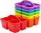 4E’s Novelty Classroom Caddy Set of 6, Plastic Caddies for Supply, Caddy Organizer with Handle for Classroom, Rainbow Colors, Desk Caddies for Supplies Keep Desks and Work Stations Organized